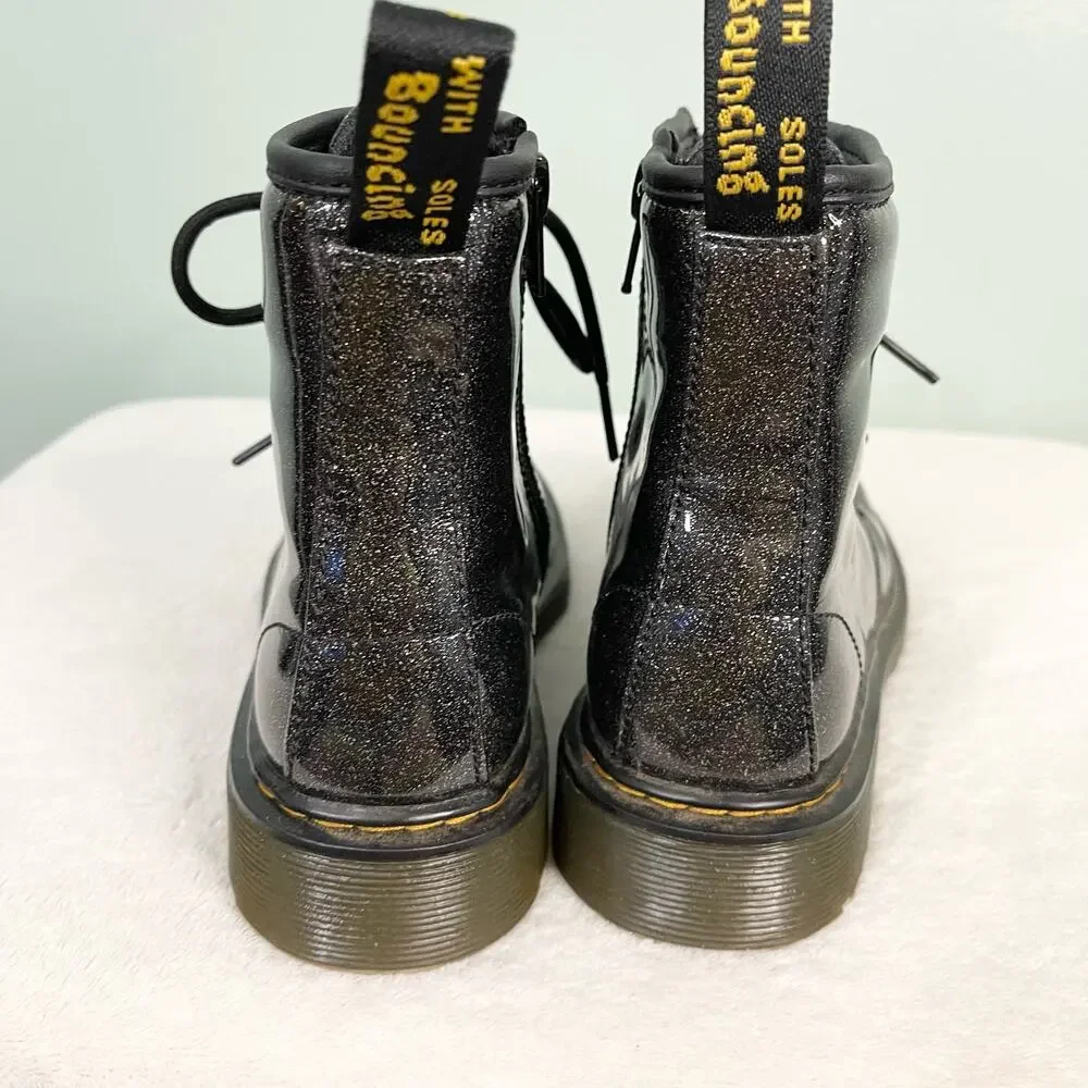 Dr. Martens Toddler 3 Kidcore Black 1460 Glitter Lace Up Boots w/ Bouncing Soles